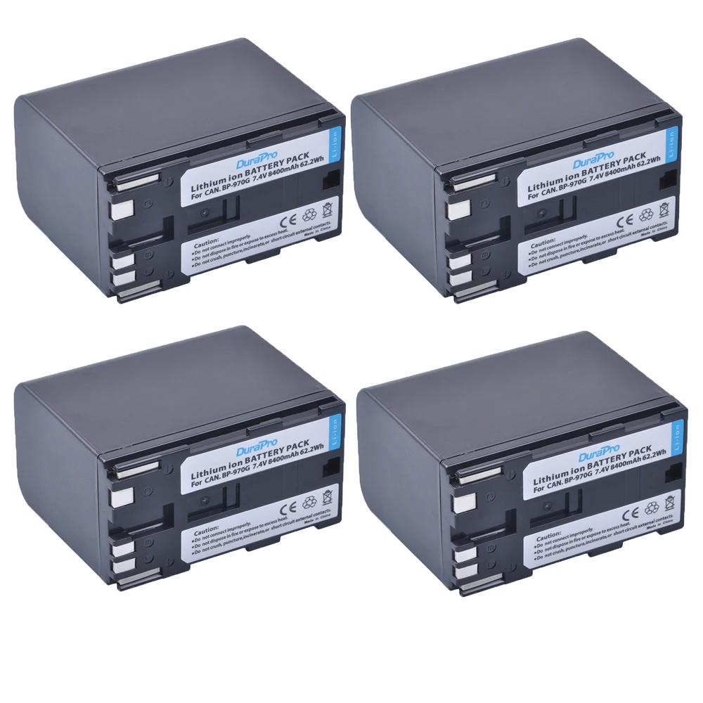 Durapro 4Pc 8400Mah Bp-970G Bp-975 Bp-945 Batteria Per Canon Eos C100,Eos C100 Mark Ii, Eos C300, Eos C300 Pl, Gl2, Xf100, Xf105