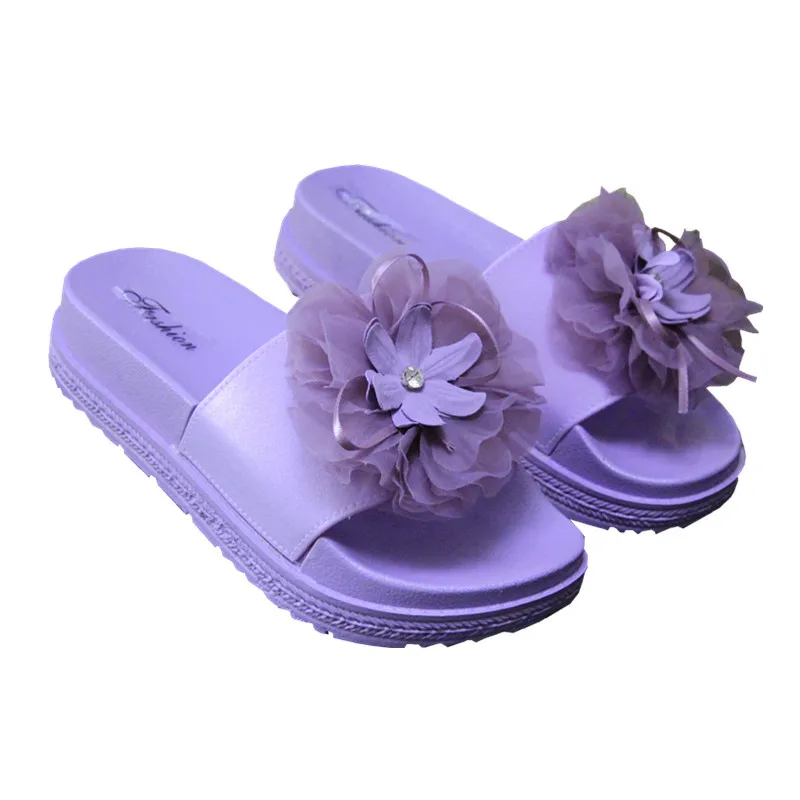 

Summer Clip Toe slippers Women 2019 new Girls Wedges Flip Flops Shoes fashion Ladies Hand-made Floral Beach Slippers