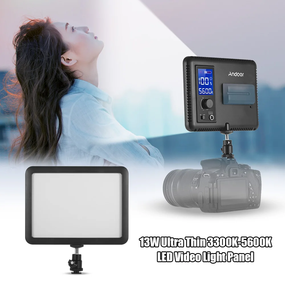 Andoer 3300 k 5600 Светодиодная лампа для студийной фотосъемки с регулируемой яркостью