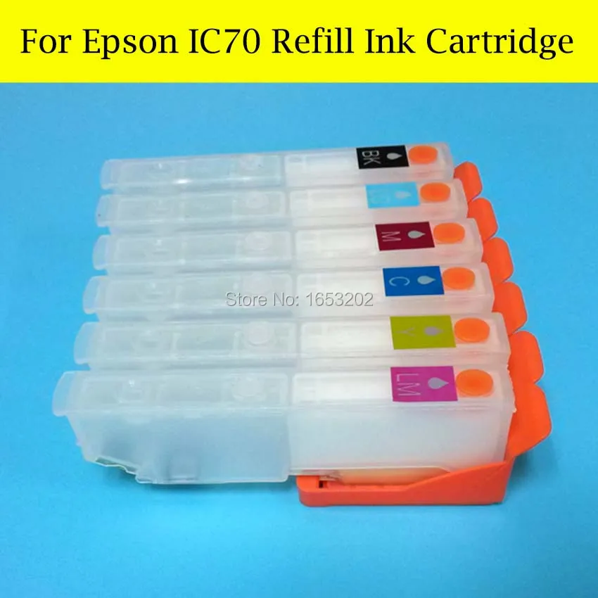 6 цветов/набор чернильных картриджей IC70 для принтера Epson