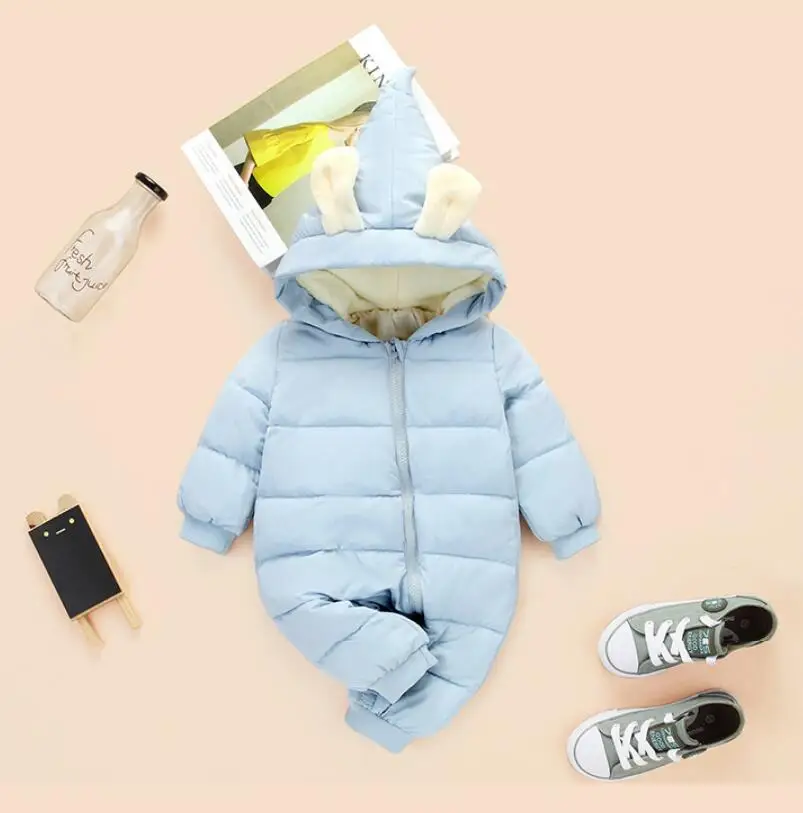  Fashion winter baby boy warm windproof romperkids clothingnewborn baby girls overall outwear clothe