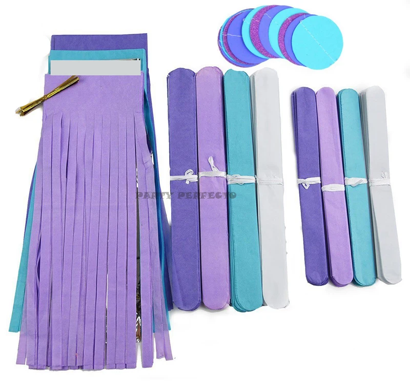 26pcs Purple Lavender Baby Blue White Baby Shower Tissue Paper Pom Pom Paper or-3