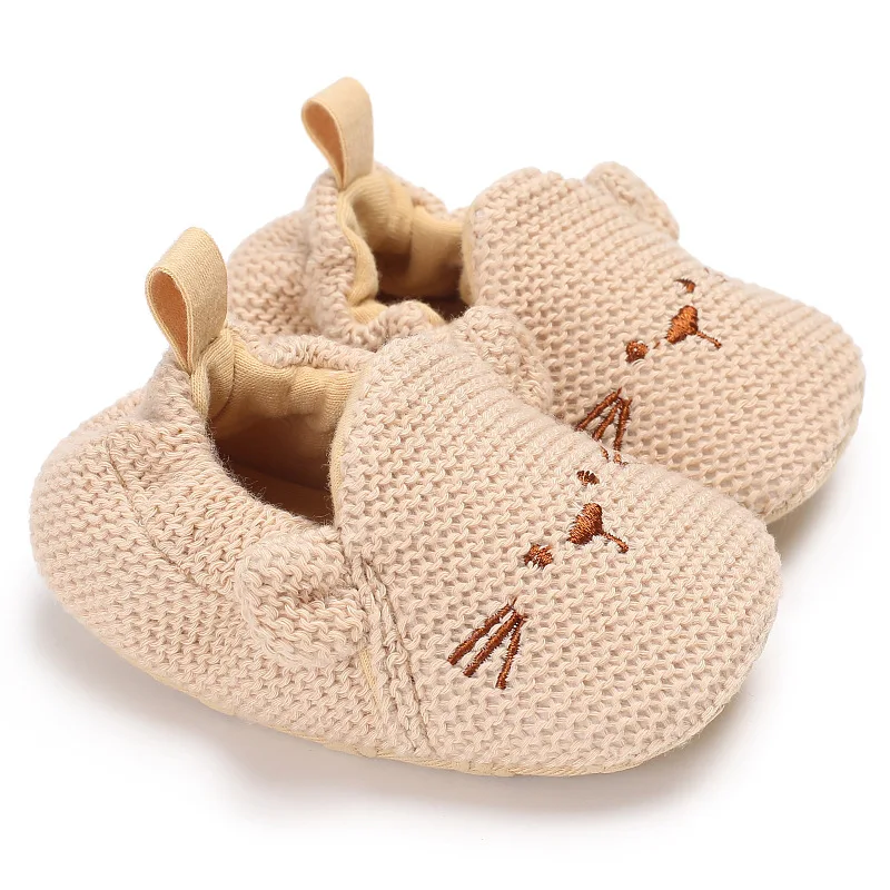 Белый Ангел детская обувь первые ходунки младенческой вязать скольжения на мягкой подошве новорожденных детская обувь для девочек уха дизайн анти-скольжения prewalker