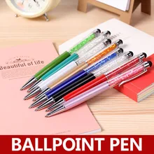 10 цветов на выбор, Высококачественная Хрустальная шариковая ручка, цветная крицальная металлическая шариковая ручка в качестве школьной и офисной стационарной