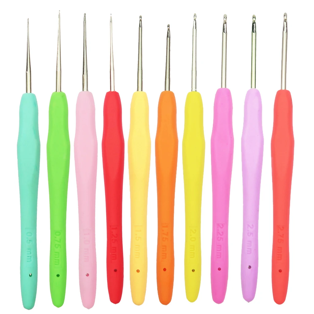 1 шт., крючки для вязания крючком из нержавеющей стали, спицы для вязания, пряжа, 0,5~ 2,75 мм, многоцветный