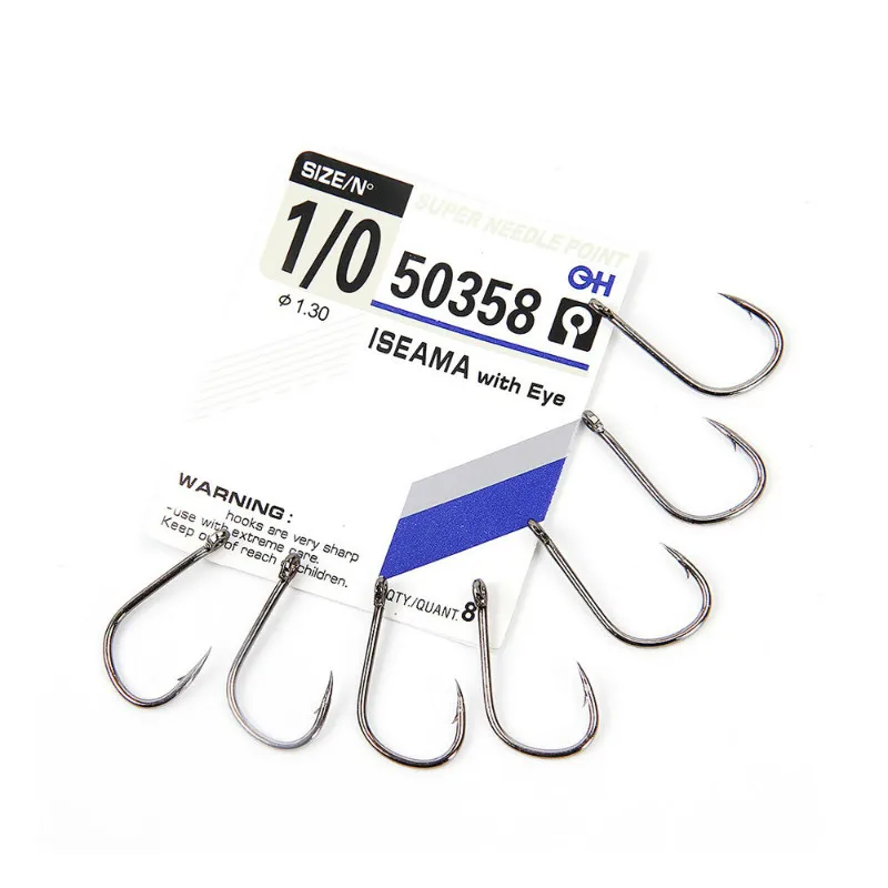 

1-5packs High Carbon Steel ISEAMA Circle Carp Hooks Fishing With Eye 1/0-10# Barbed Single Hook Carp Fishing Japan