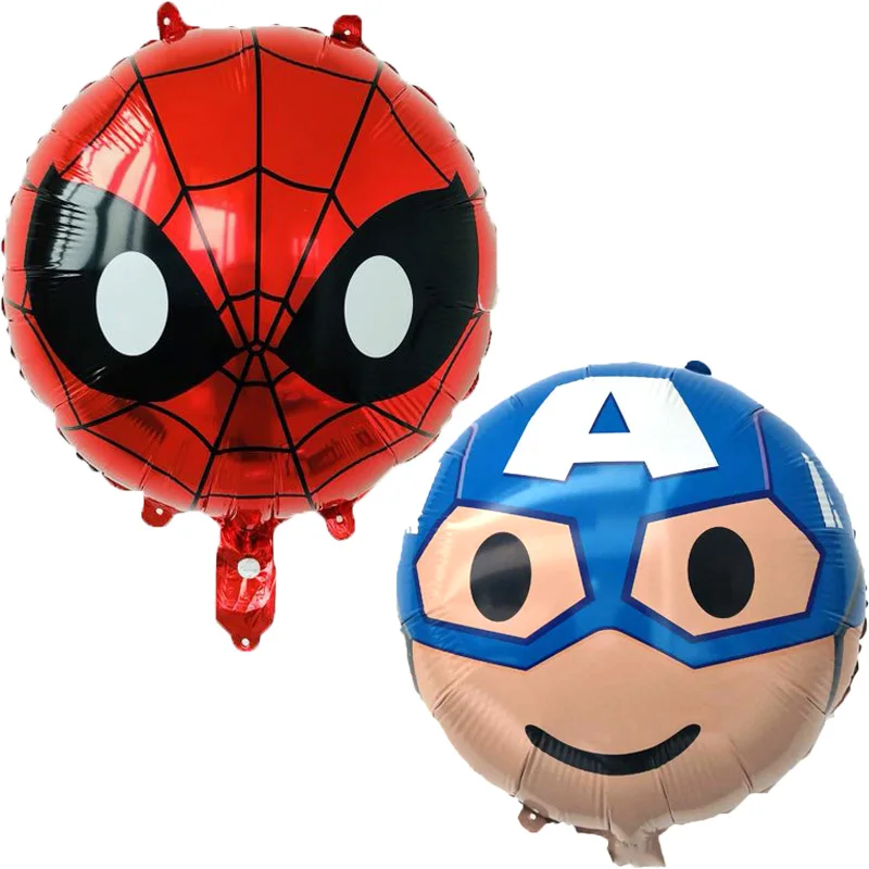 

50 pcs/lot 18 inch Round Movie Cartoon Foil Balloons The Avengers And Spiderman Balloons For Kid Birthday Party Supply