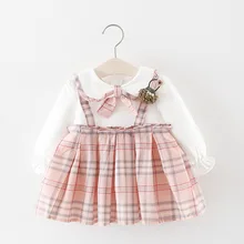 5 шт./партия) детская одежда платье для девочек клетчатые платья для маленьких девочек 011619
