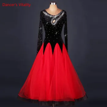 

New ballroom dance costumes senior sexy diamond long sleeves ballroom dance dress for women ballroom dance dresses