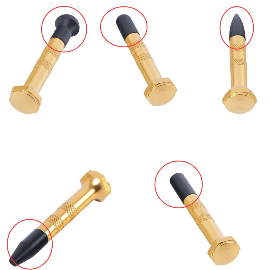 PDR Tool Set Aluminum Knock Down Tools Tap Down Pen With 9 Heads Delrin Knock Pen For Car Dent Remover Paintless Hail Removal (2)