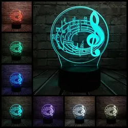 Роман 3D музыка блеск Примечания Батарея Мощность 7 цветов USB зарядка светодиодный Декор для сна стол Night теплый свет настроение Дети игрушка