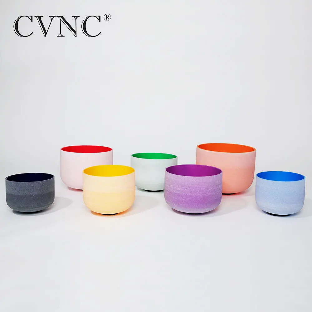 

CVNC 2 PCS 12" and 14" Note F and E Chakra Frosted Quartz Crystal Singing Bowls
