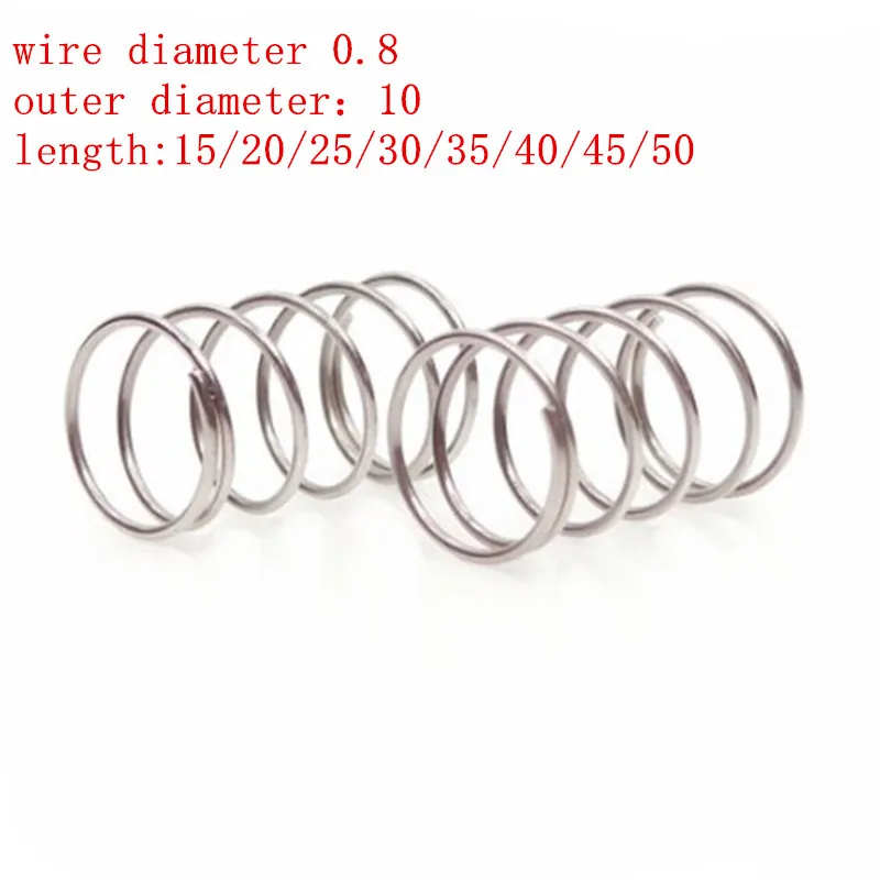 

10pcs 0.8x10xL 0.8mm stainless Steel Micro Small Compression spring length 15mm-50mm
