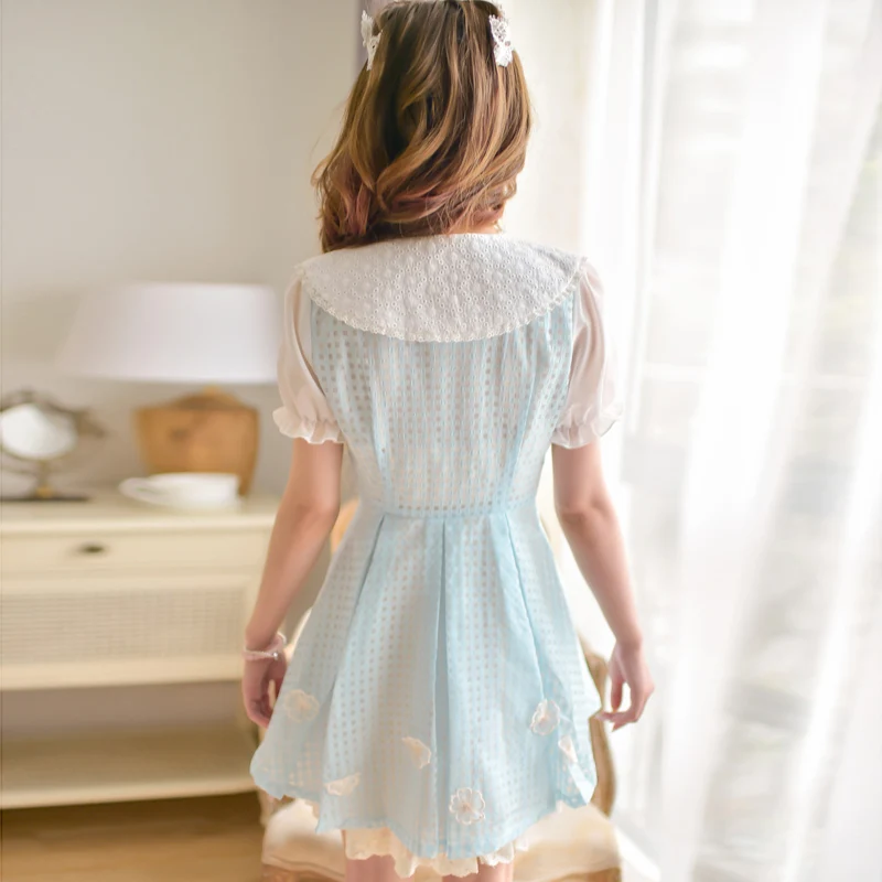 Милое платье принцессы в стиле Лолиты; милое летнее шифоновое платье с короткими рукавами в японском стиле; C16AB6029