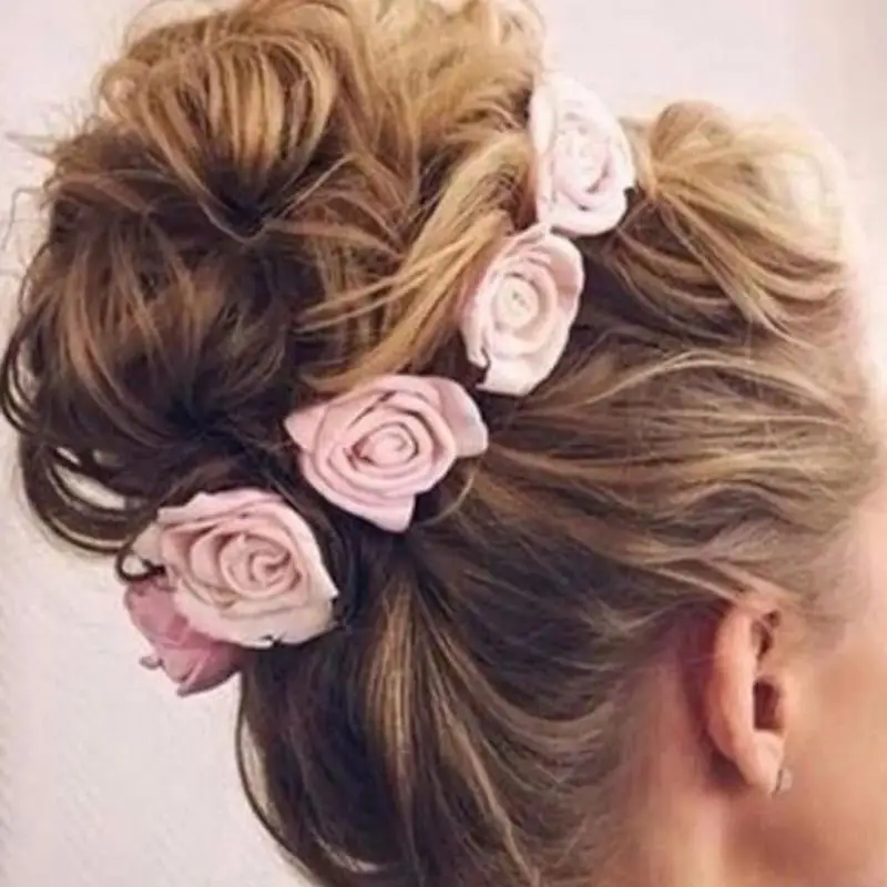 

Handmade Kids Rose Flower Headband Stretchable Hairband Wreath Head Wrap Headdress Boutique Elastic Headwear Hair Accessories F1
