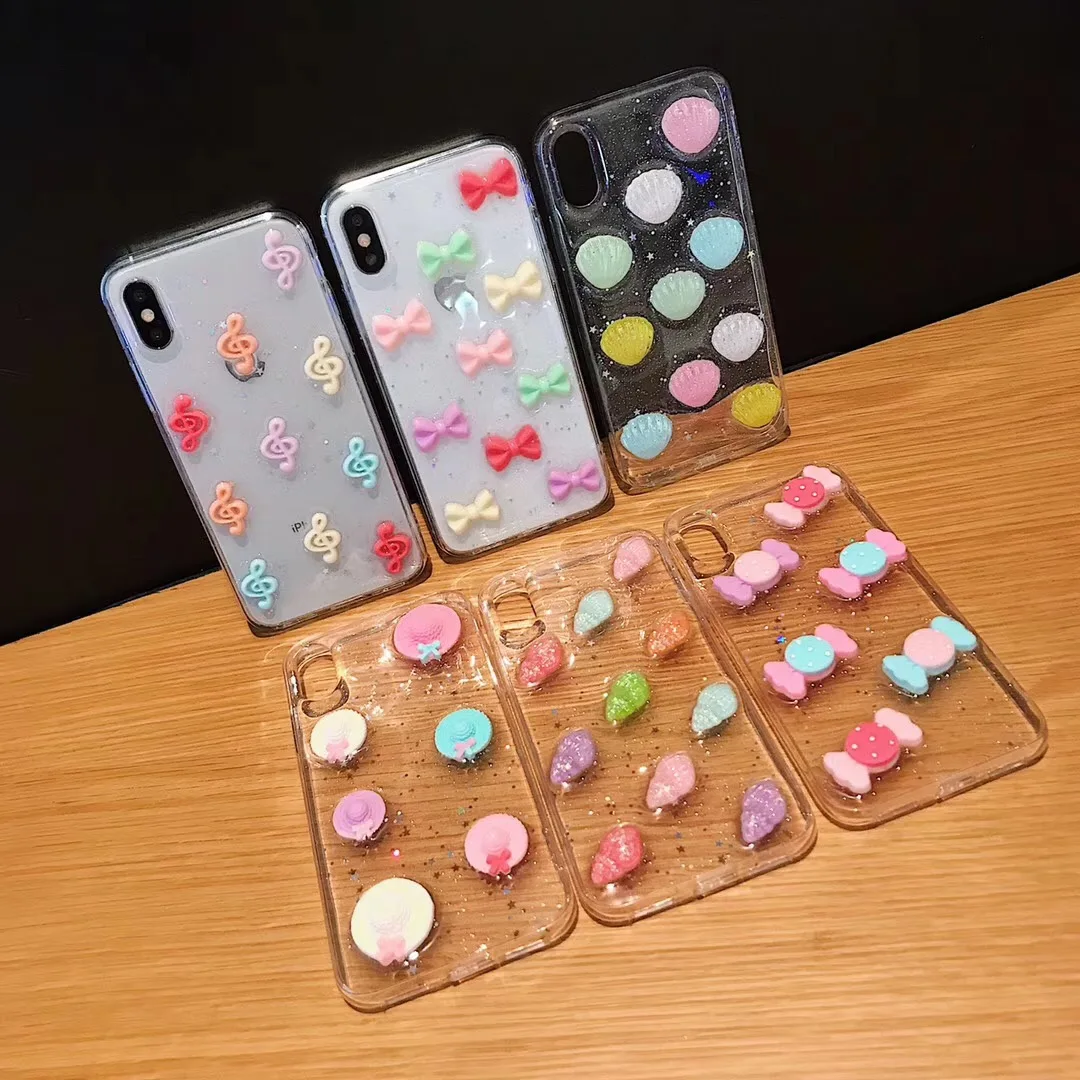 

Fashion 3D Sweet Candy Phone Case For iPhone 8 7 Plus 6 6s Silicone Transparent Glitter Cases For iphone X Xs Max Xr Soft Cover