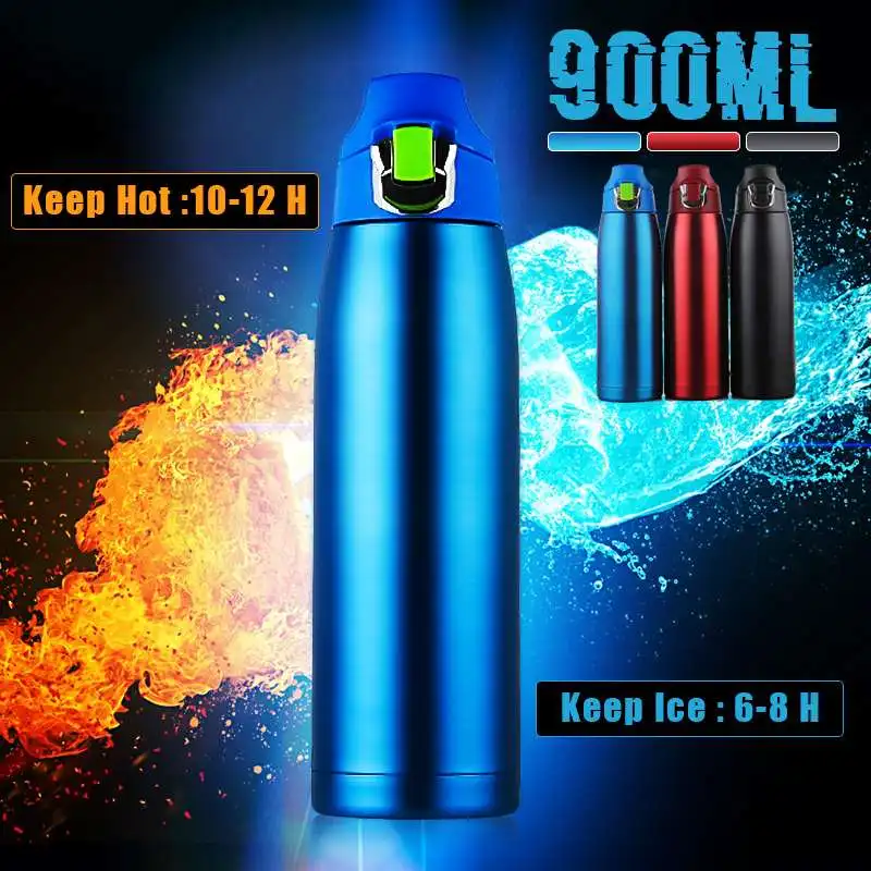 

900ml Double Wall Stainless Steel Vacuum Flasks Car Thermo Bottle Tea Coffee Milk Thermal Cup Outdoor Camping Sport Travel Mug