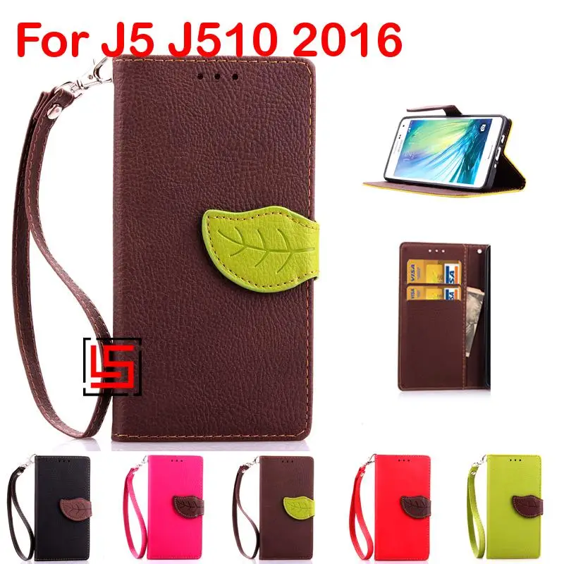

Leaf Clasp PU Leather Flip Wallet Walet Stand Phone Case shell Cover For Samsung Samsug Sansung Galaxy Gelaksi J5 J510 2016 J 5