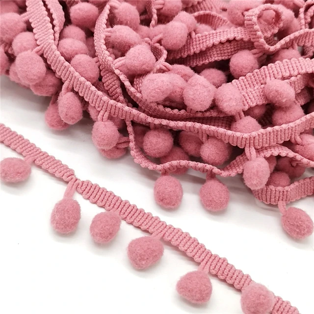 2 yards Pom Pom Lace Trim Ball Ribbon MINI Pearl Pompom Fringe Ribbon Sewing Lace Kintted Fabric Handmade DIY Craft Accessories 4