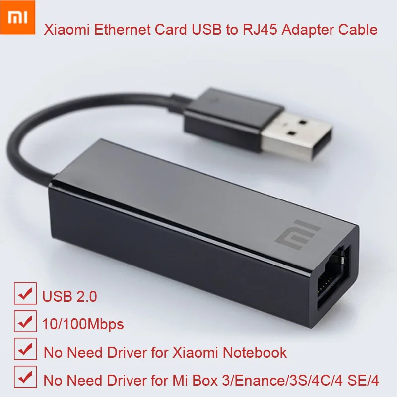 Крепление для спортивной камеры Xiao mi USB к RJ45 Ethernet карта адаптера кабеля Внешний 10/100 Мбит/с на mi коробка 3 3C 3S 4 4C SE портативных ПК Тетрадь Usb2.0