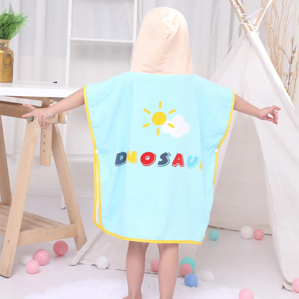 Infant baby poncho towel hooded beach towels for kid Bathrobe Pajamas Cartoon Animals baby hooded bath towel Child baby bath set