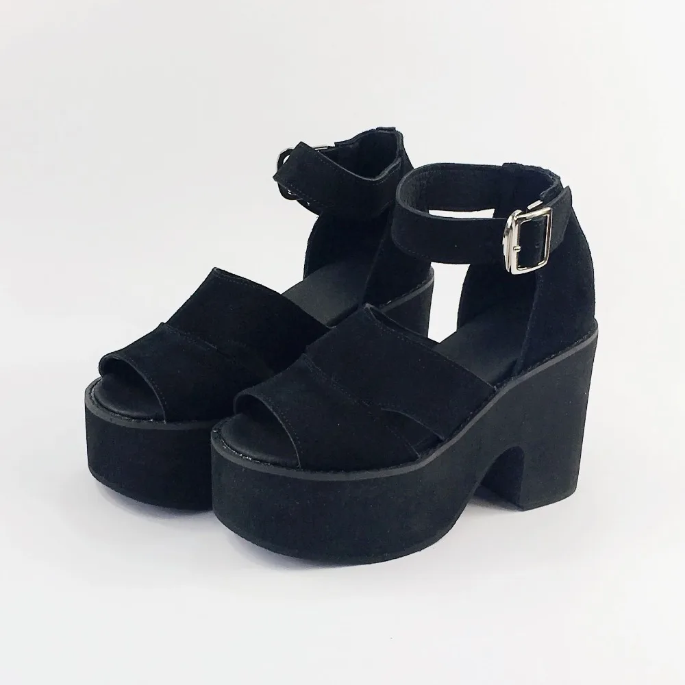 Occasionnels Véritable Sangle Lolita Sandales Ouvert Piscine Boucle Plate Bouche Cuir forme Chaussures Bout Femmes D'été Haute À q5tA11
