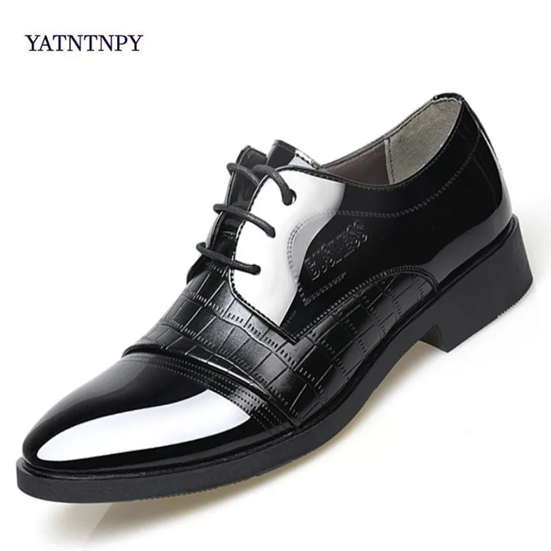 YATNTNPY Big size luxury Brand Classic Man Pointed Toe Dress Shoes Mens