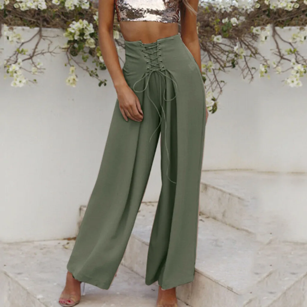 

Pants women summer pantalon femme casual pants Palazzo High Waist Wide Leg Culottes Pants Harem Baggy Loose Trousers Y624