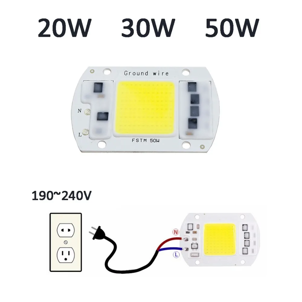 

AC220V 20W 30W 50W LED COB Chip Light Lamp no need driver Highlighted light source DIY Chip Lamps Bulb for light COB LED IL