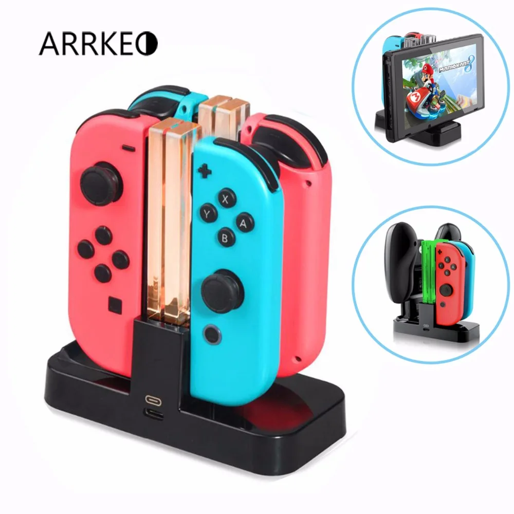 ARRKEO светодиодная док станция для зарядного устройства переключателя NS Joy Con