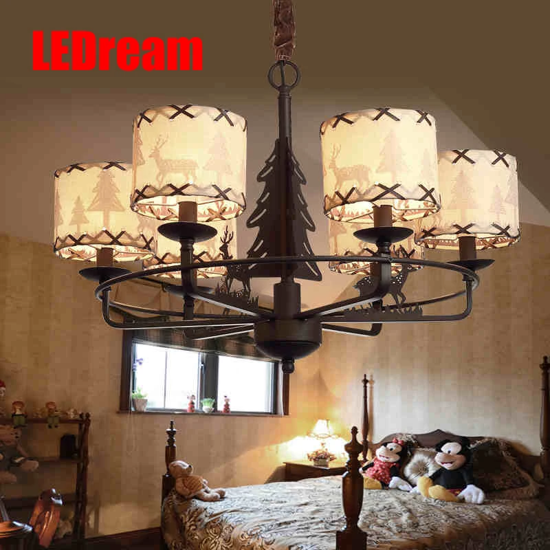 

Auspicious deer rural pendant Boys and girls children room bedroom European and American art lamps and lanterns