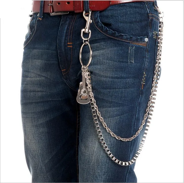 Fashion Key Chain Punk Hiphop Trendy Cross Belt Waist Chain Male Pants Chain Men Jeans Silver