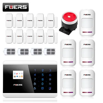 

Fuers Android IOS APP 433Mhz Sensor Dual-network GSM PSTN Call LCD Smart Display+Touch Keypad Home Burglar Security Alarm