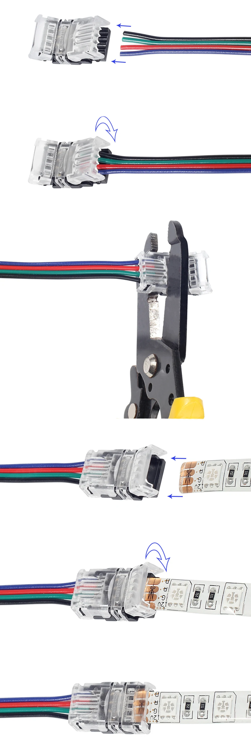 10 мм 4 Pin светодиодные ленты для подключения провода использовать терминалы ленты светильник проводник сварочный разъем 5 шт./лот