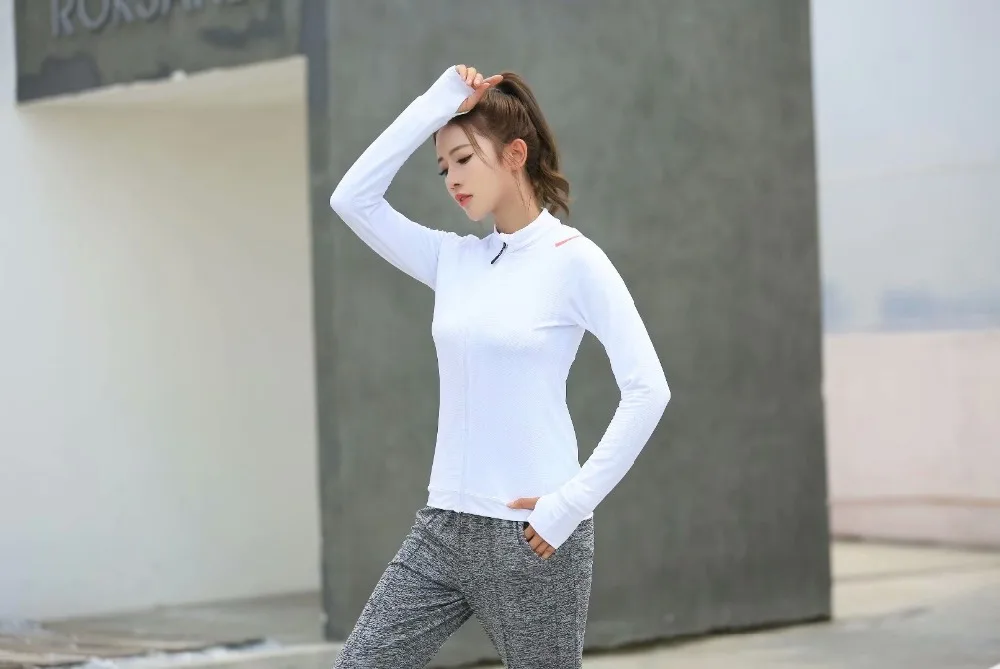 

Women's Running Jackets 2019 New Long Sleeve Running Jacket Yoga Gym Fitness Tight Tops Quick-Dry Breathable Sports Coat