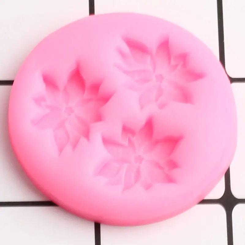 Poinsettia Flower Silicone Molds Cupcake Topper Fondant Mold DIY Christmas Cake Decorating Tools Candy Chocolate Gumpaste Moulds