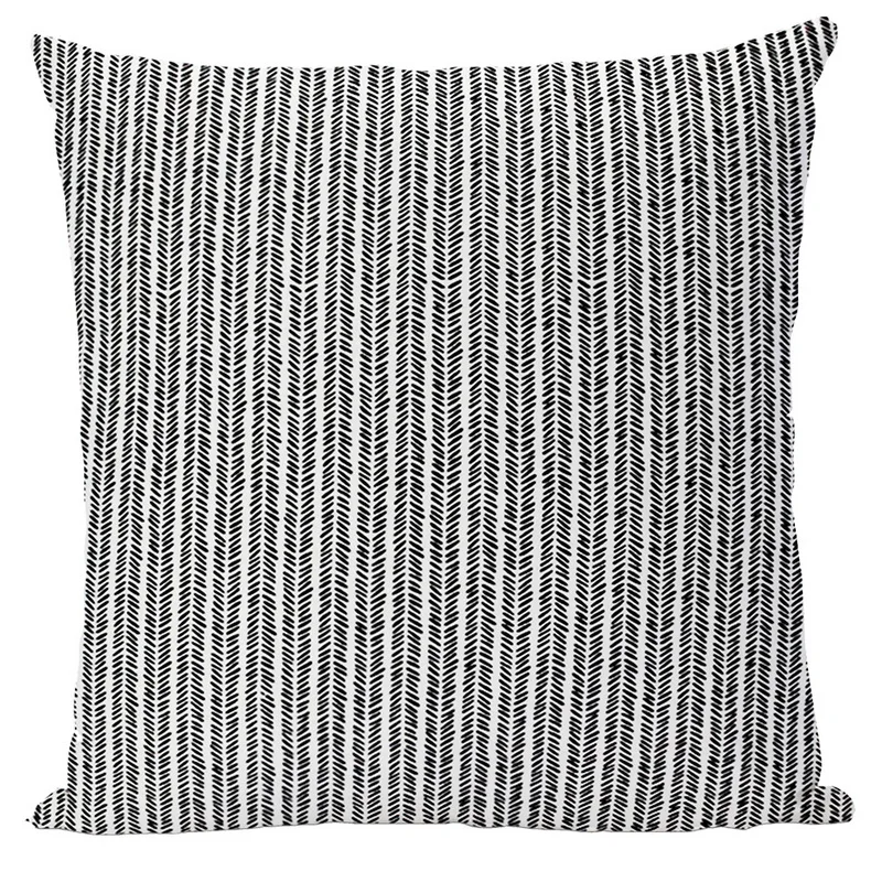 Geometric Cushion Cover Black and White Polyester Throw Pillow Case Striped Dotted Grid Triangular Art | Дом и сад