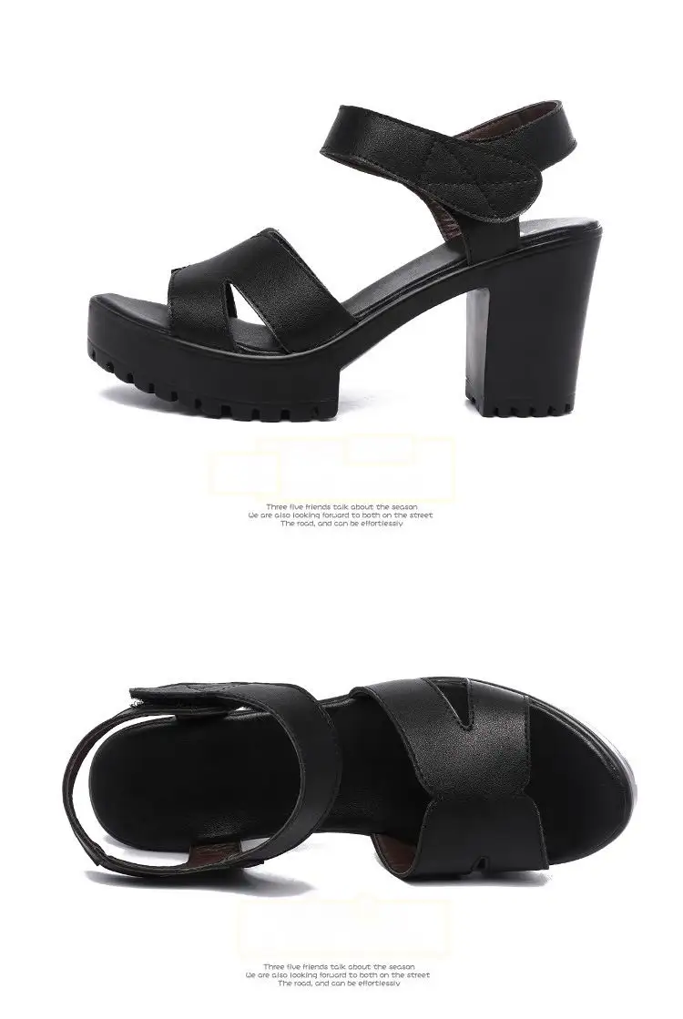 GKTINOO/ новые кожаные женские сандалии на платформе, сандалии на высоком каблуке с застежкой-липучкой, летняя женская обувь с открытым носком, большие размеры 33-43