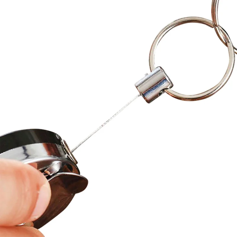 Outdoor High Resilience Steel Wire Rope Chain Recoil Metal Retractable Key Chain Alarm Key Ring Anti Lost Useful Outdoor High Resilience Steel Wire Rope Chain Recoil Metal Retractable Key Chain Alarm Key Ring Anti Lost Useful