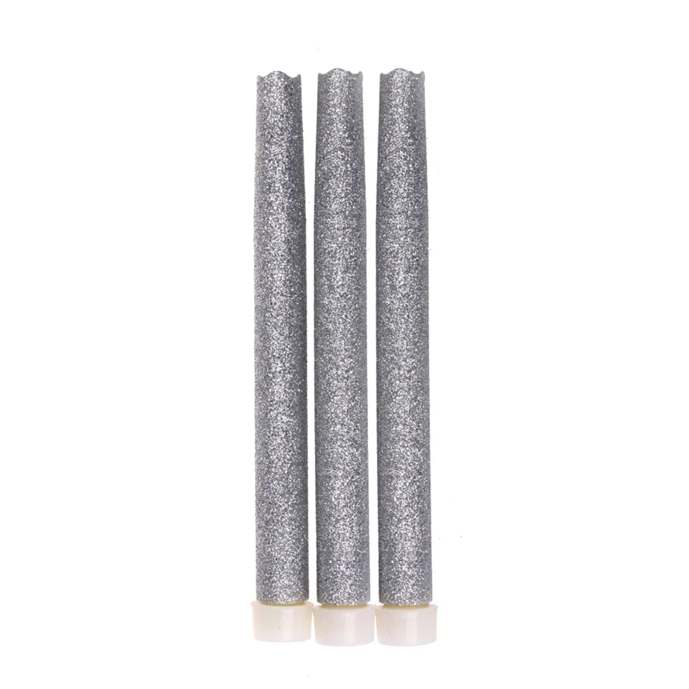 Image Home Impressions Battery Operated Flameless Wax Melted Led Taper Candle with Timer,9 inch, Silver sparkling Glitter ,pack of 3