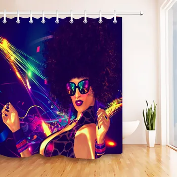 

LB Bathroom Curtains Digital 3D Printing Waterproof African American Shower Curtain Afro Girl Polyester Fabric for a Bath Tub