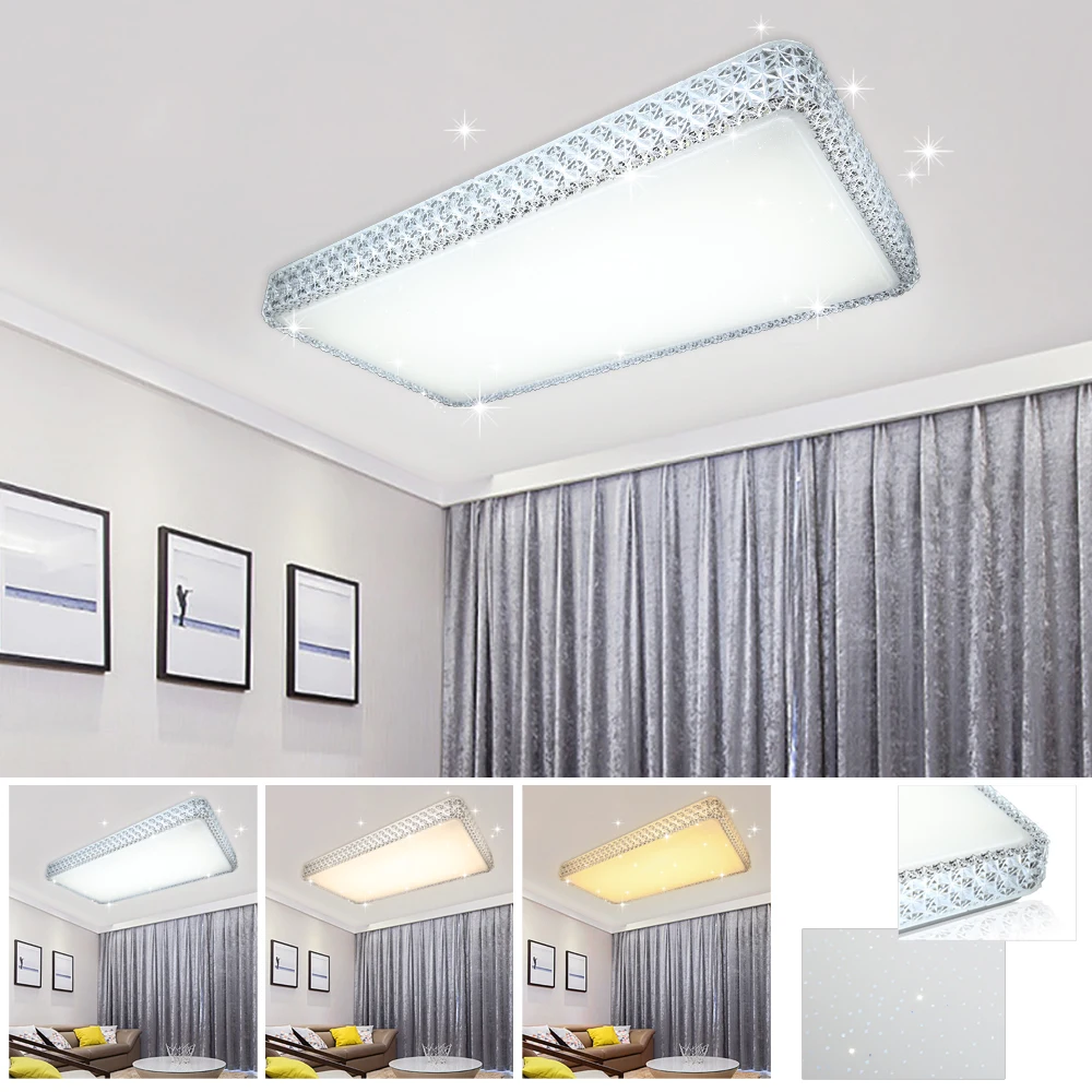 

30W 60W Modern LED Crystal Acryl Ceiling lights Assembled Lamps Bedroom Kitchen Three colors changing Without Remote Control