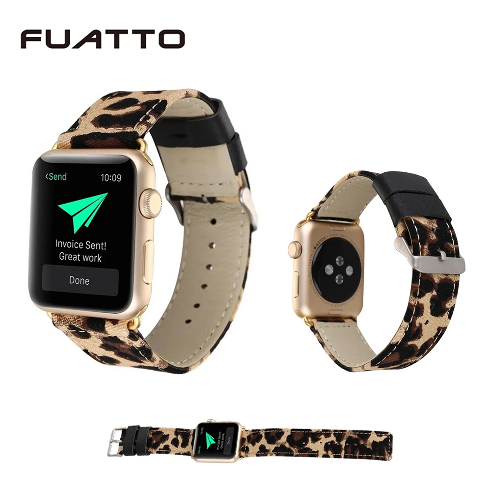 

2018 New Leopard Grain Leather Watch Band Strap Suit Apple Watch Iwatch 1/2/3 Watch Buckle Clasp 42mm/38mm