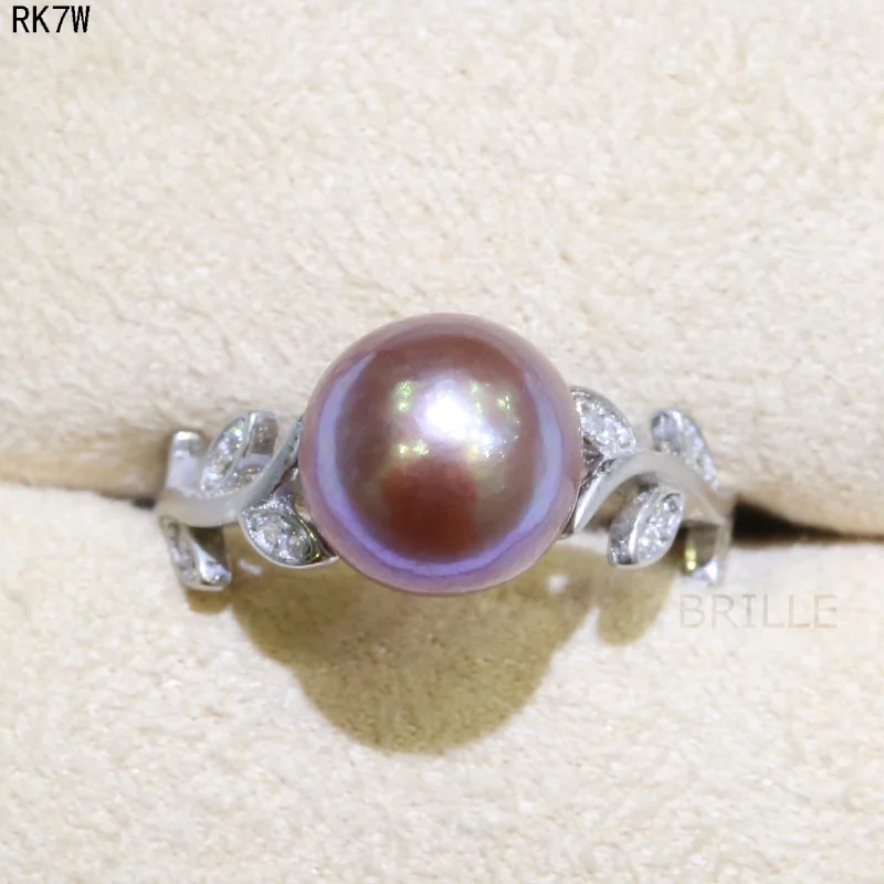 BaroqueOnly наполовину baroqueZircon инкрустированные 925 кольца натуральный цвет пресноводный жемчуг Мода Jewelry9-10mm жемчуг Эдисон кольцо RK