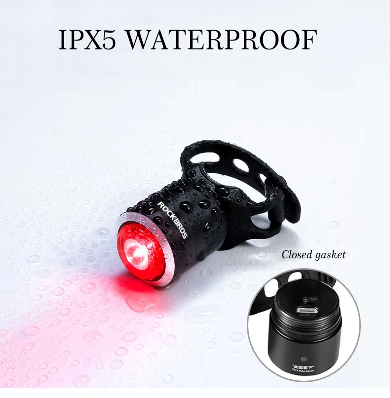 Flash Deal ROCKBROS Waterproof Smart Bike Bicycle Light USB Rechargeable IPX5 Taillight Mini LED MTB Road Cycling Rear Lights 5 Lumens 7