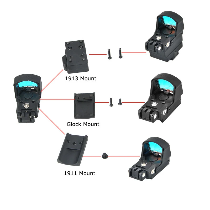 Красный точка прицел с 1911,1913 и Глок крепление тактический прицел Reflex голографический прицел охотничьи прицелы