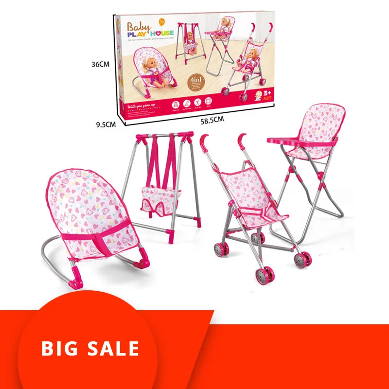 doll stroller high chair set