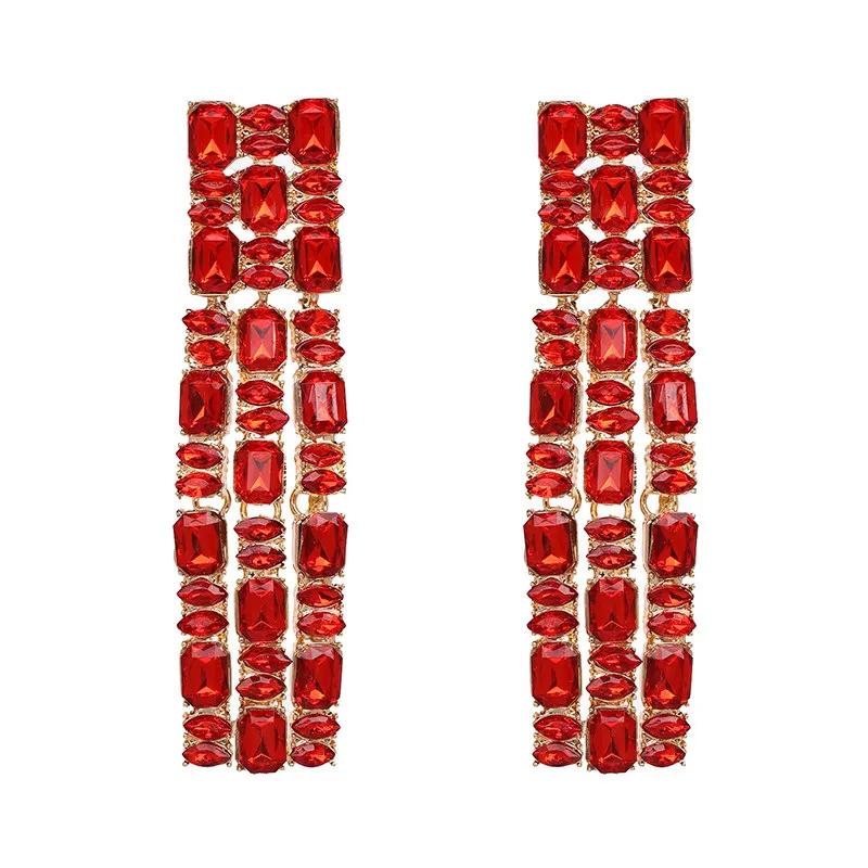 Мода snoops Новые Элегантные массивные ювелирные изделия CZ Кристалл Длинные висячие серьги для женщин Свадебные Brincos - Окраска металла: Red