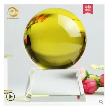 

Yellow crystal fortune wind water ball home decoration living room crafts home furnishing crea QUARTZ CRYSTAL home Sphere stand