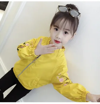 

Autumn Girls Jacket 2019 New Korean Embroidered Jackets Girl's Autumn Coats Outerwear 5 - 10 Years Old